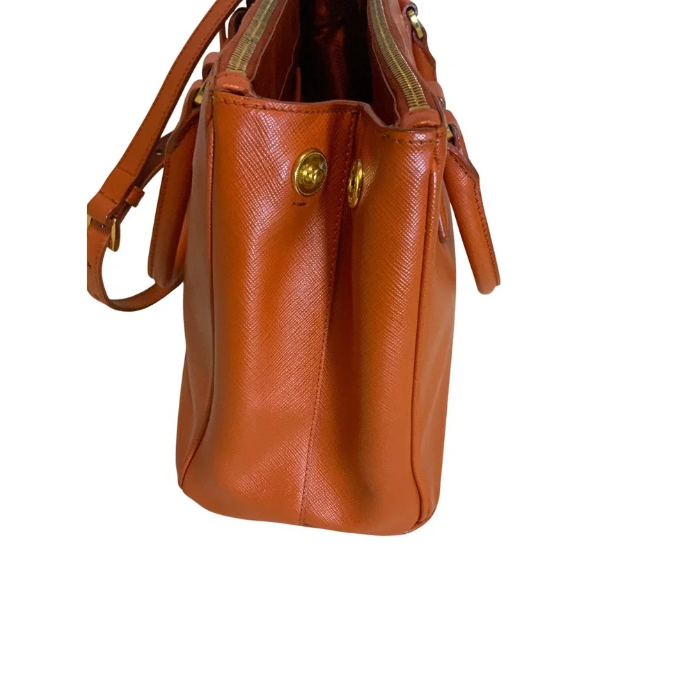 Prada Galleria Saffiano Leather Handbag Orange Gold Hardware Tote Bag BN1874